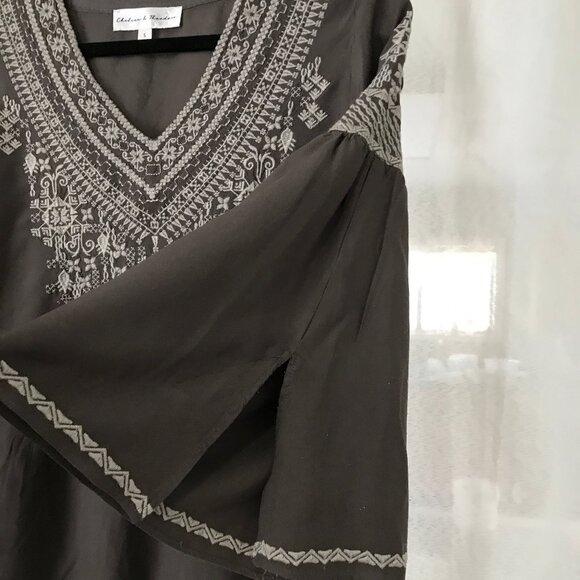 Boho Chelsea and Theodore Embroidered V-neck Top Small - Picture 6 of 12